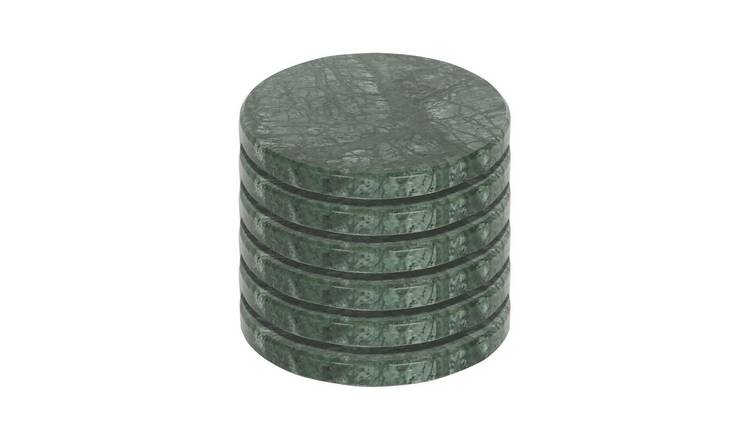Argon Tableware Round Marble Coasters - Green - Pack of 6