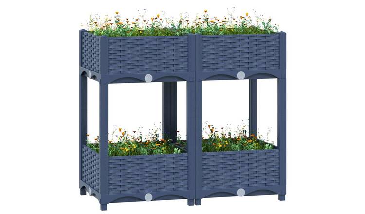Walplus Polypropylene Raised Garden Bed - Blue Grey - 80 x 40 x 71 cm