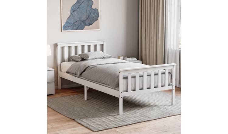Vida Designs Milan Single Wooden High Foot Bed With Foam Mattress - White