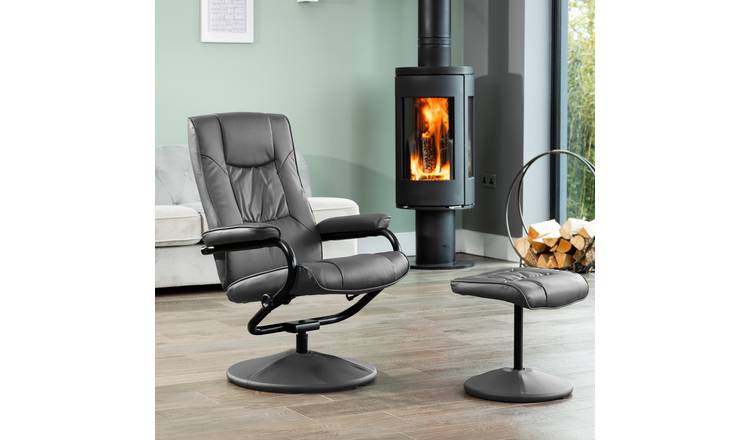 Artemis Home Gibson Swivel Recliner and Footstool - Grey