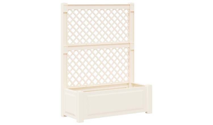 Walplus Polypropylene Planter with Trellis - White - 99.5 x 43 x 133.5 cm