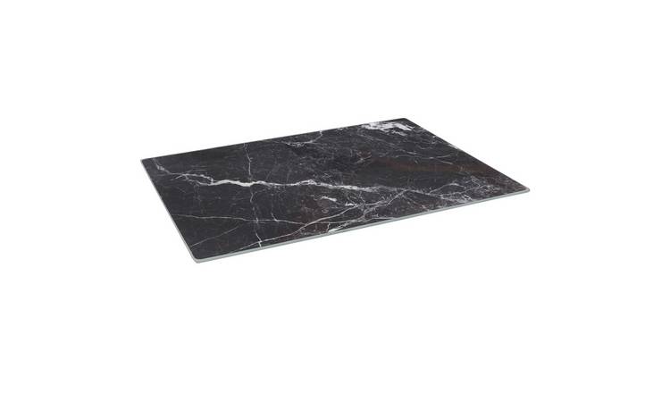 Harbour Housewares Rectangle Glass Chopping Board - Black Marble