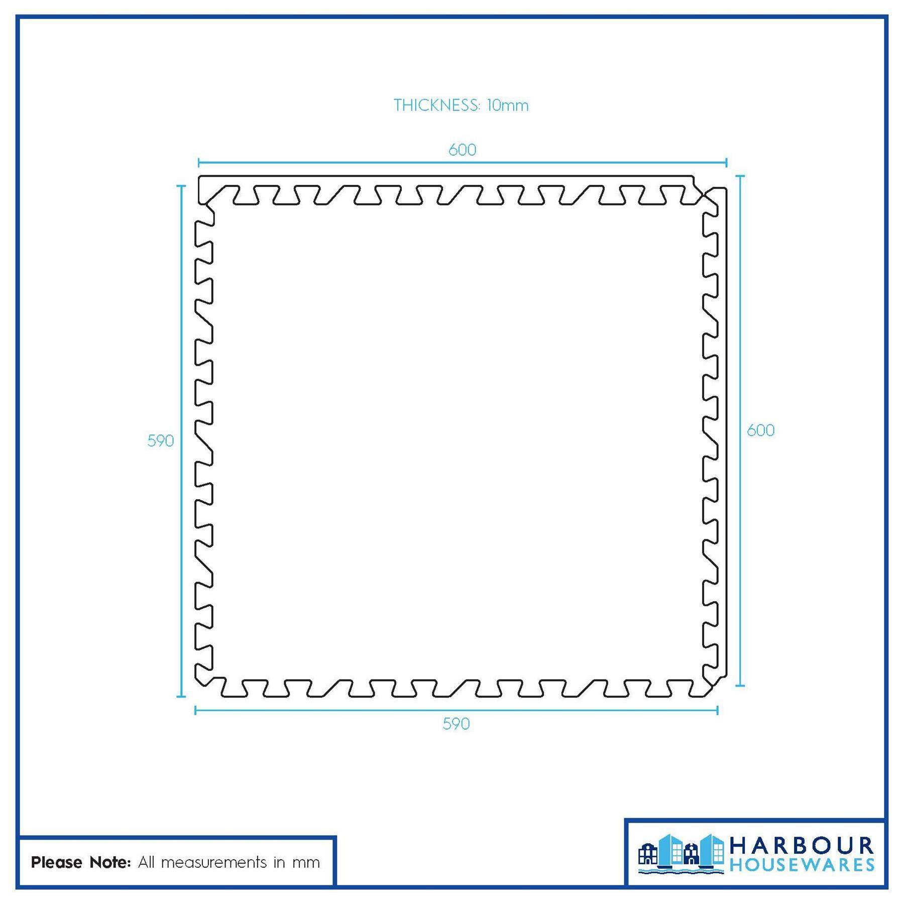 Harbour Housewares Interlocking Gym Flooring Mats - 60 x 60cm - Pack of 16 - Image 2