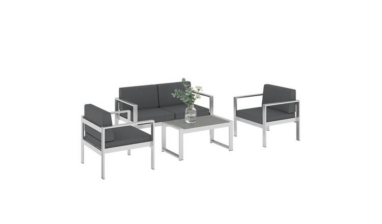 Outsunny 4 Seater Aluminium Garden Sofa Set - Dark Grey