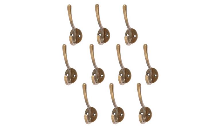 Hammer & Tongs Hat & Coat Hook - Brass - Pack of 10
