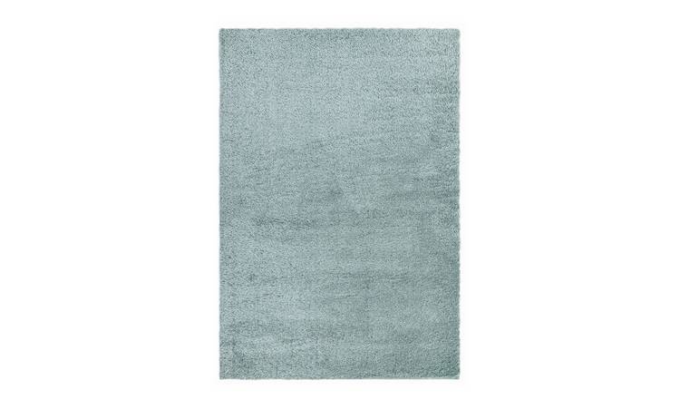 Mega Flooring Blue Shaggy Plain Rug - 80 x 150cm