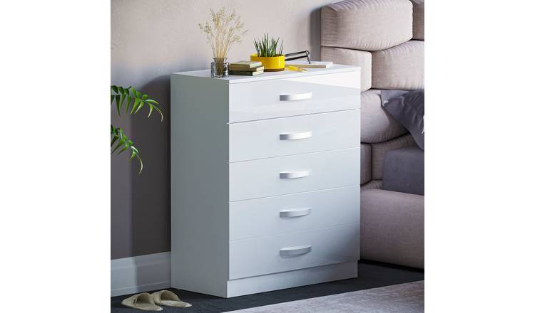 Vida Designs Hulio 5 Drawer Chest - White