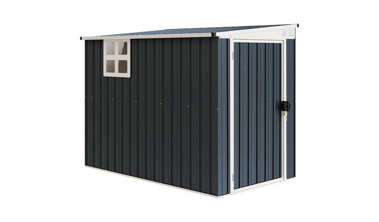 Outsunny Metal Storage Shed with Windowed - Dark Grey