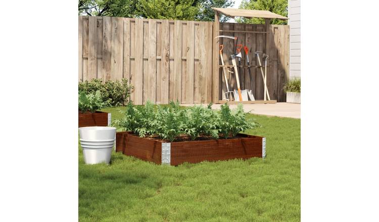 Walplus Wood Garden Planter - Brown - 100 x 100 x 21.5 cm