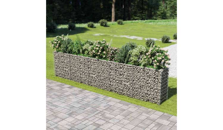 Walplus Galvanised Steel Gabion Raised Bed - Silver - 450 x 50 x 100 cm