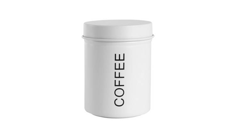 Harbour Housewares Round Metal Kitchen Coffee Canister - Matt White