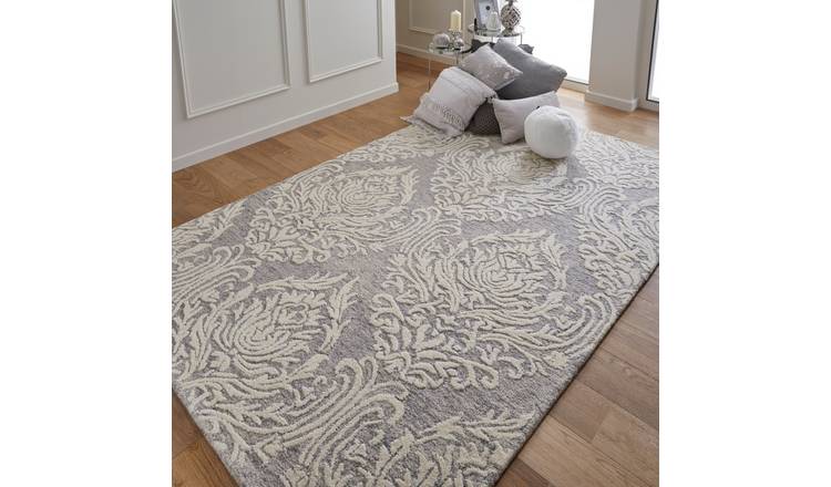 Mega Flooring Grey Modern Floral Rug - 160 x 230cm