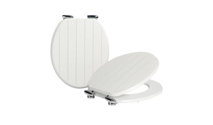 Harbour Housewares Wooden Soft Close Toilet Seats - White - Pack of 2
