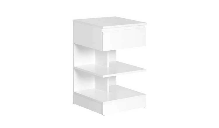 SoBuy 1 Drawer 2 Tier E Shape Nightstand - White
