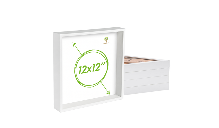 Nicola Spring 3D Deep Box Photo Frames - 12 x 12" - Set of 5 - White