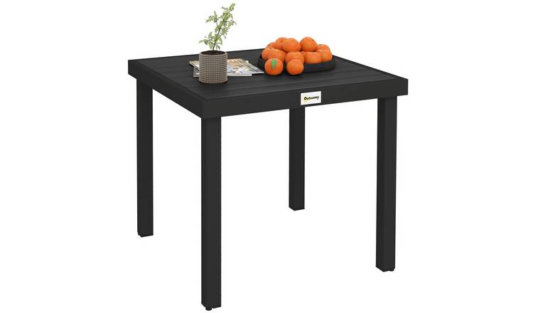 Outsunny Garden Square Outdoor Coffee End Side Table for 4 People - Black