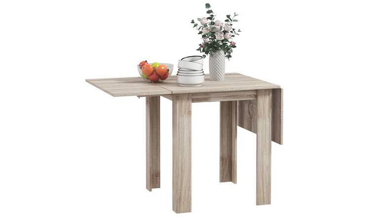 HOMCOM 2-4 Seat Folding Drop Leaf Dining Table - Oak
