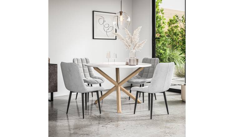 Furniture Online Malvern Nova Marble Top Dining Table & 4 Grey Chairs