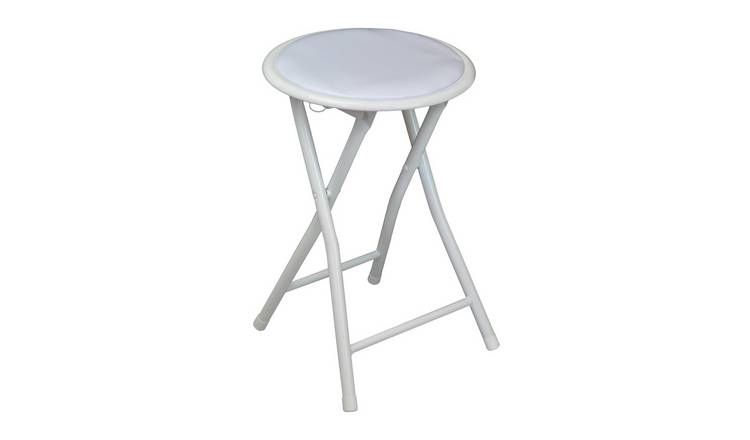 Harbour Housewares Padded Folding Stool - White