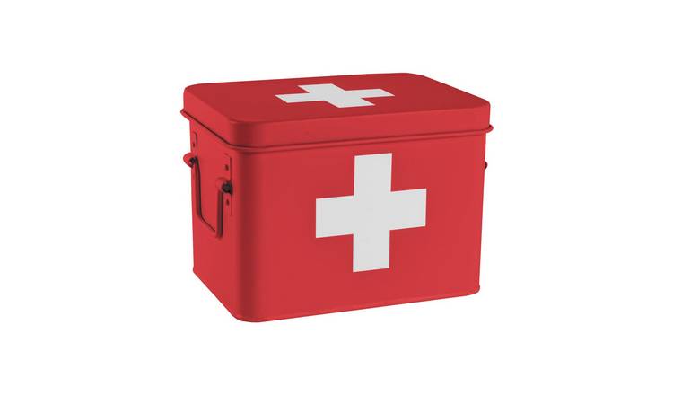 Harbour Housewares Vintage Metal First Aid Box - 23cm - Red
