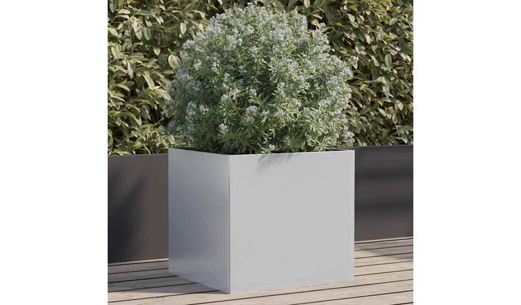 Walplus Galvanised Steel Garden Planter - Silver - 42 x 40 x 39 cm