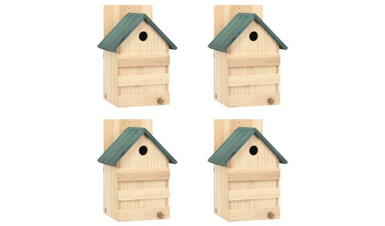 Walplus Pack of 4 Wood Bird Houses Firwood - 23 x 19 x 33 cm