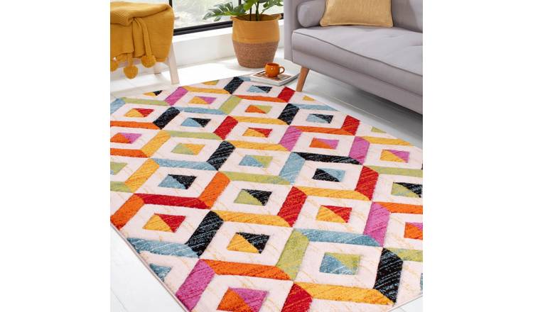 Mega Flooring Multi Modern Geometric Rug - 80 x 150cm