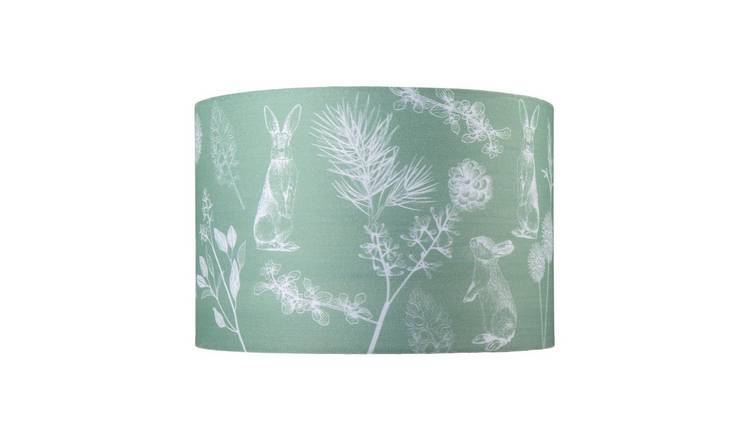 Happy Homewares Woodland Theme Sage Olive Green with Hares Lampshade - 30cm