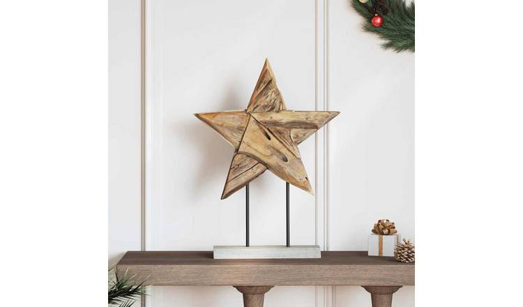 Walplus Wood Christmas Star - Brown - 43.5 x 13.5 x 59 cm
