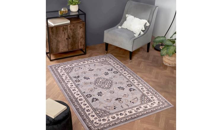 Mega Flooring Grey Traditional Bordered Runner - 66 x 230cm