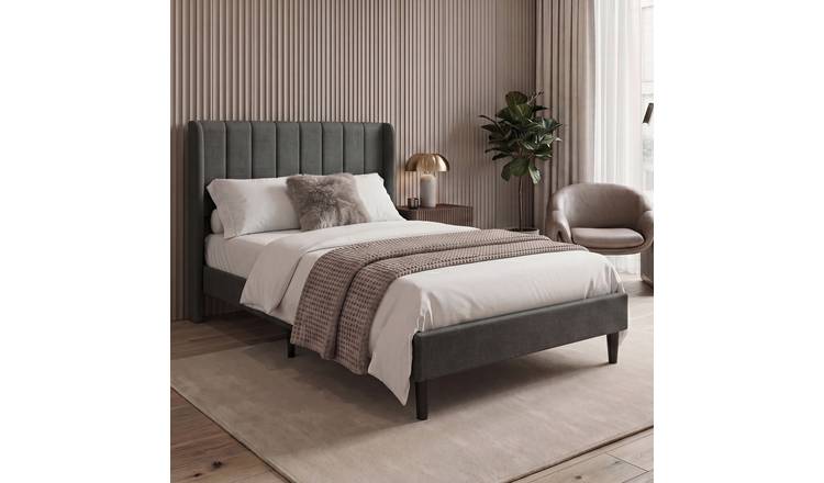 Vida Designs Vianna Double Linen Fabric Bed Frame - Dark Grey