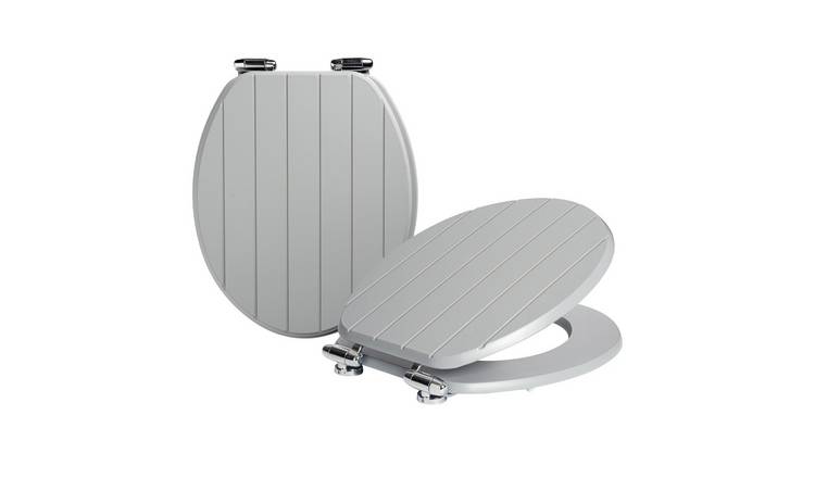 Harbour Housewares Wooden Soft Close Toilet Seats - Grey - Pack of 2