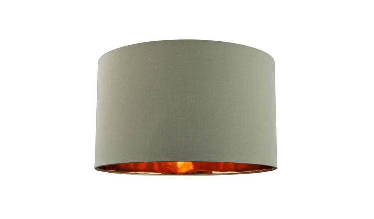 Happy Homewares Olive Green Cotton with Shiny Copper Inner Lampshade - 40cm