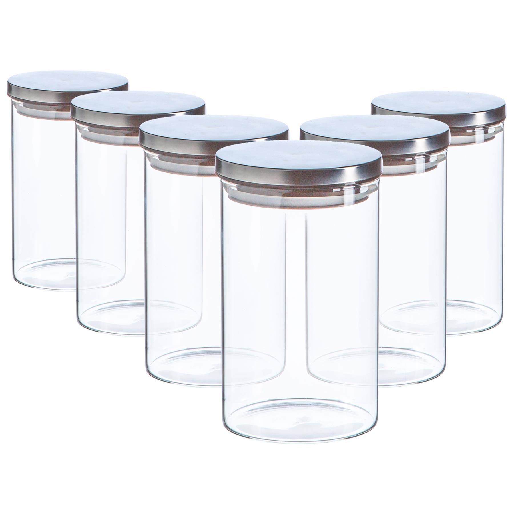 Argon Tableware Scandi Storage Jars with Metallic Lids- Silver - Set of 6 - Image 1