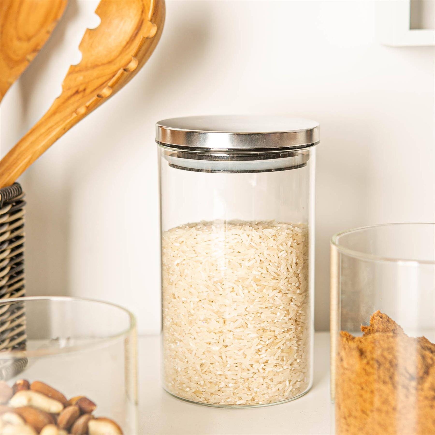 Argon Tableware Scandi Storage Jars with Metallic Lids- Silver - Set of 6 - Image 6