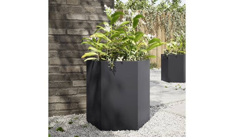 Walplus Pack of 2 Steel Garden Planter - Black - 46 x 40 x 45 cm