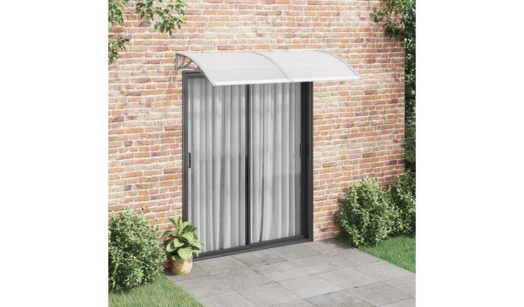 Walplus Door Canopy - Grey Brackets and Transparent Sheets - 200 x 100 cm