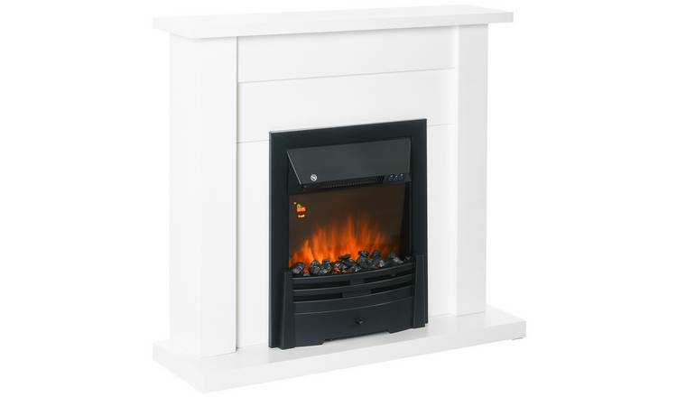 HOMCOM Electric Fireplace Suites & Mantelpiece w/LED - White