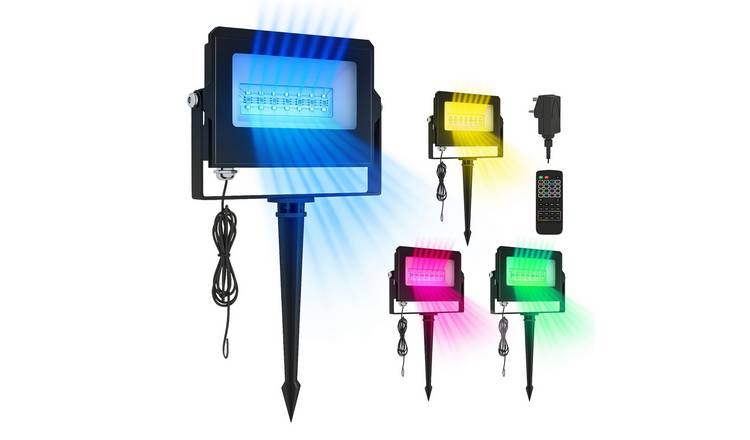 Outsunny Waterproof LED Floodlight with Remote Control - Black