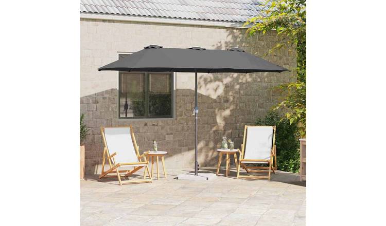 Walplus Polyester Garden Parasol - Anthracite - 370 x 197 x 239 cm