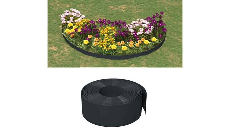 Walplus Pack of 2 Polyethylene Garden Edgings - Black - 1000 x 20 cm