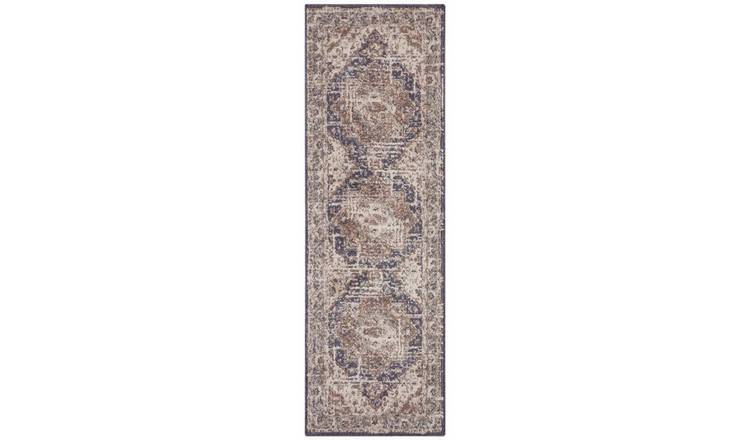 Hanse Home Blue Terrain Designer Shortpile Medallion Runner Rug - 80 x 200cm