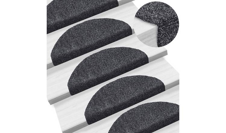 Walplus Pack of 5 Self-Adhesive Half Round Stair Mats - Dark Grey - 65 x 21 cm