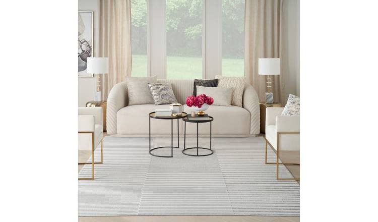 Mega Flooring Silver Modern Striped Rug - 239 x 300cm