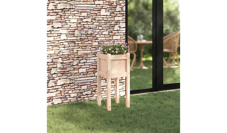 Walplus Wood Garden Planter - Nature - 31 x 31 x 70 cm
