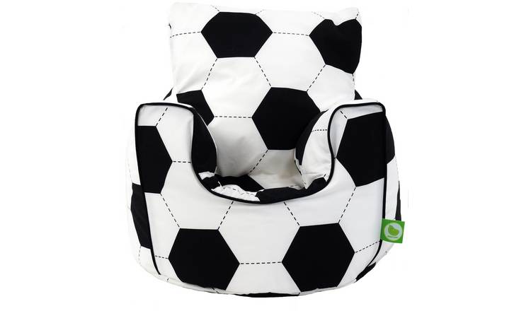Bean Lazy Football Bean Bag Armchair Toddler Size Black and White