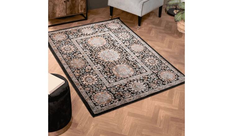 Mega Flooring Black Traditional Abstract Rug - 150 x 200cm