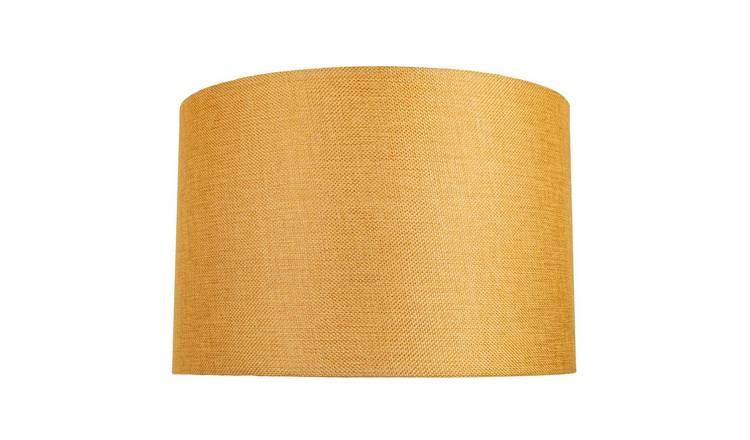 Happy Homewares Sleek Ochre Linen Fabric Drum Lampshade - 30cm