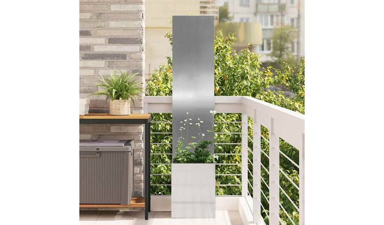 Walplus Galvanised Steel Garden Privacy Screen - Silver - 32 x 32 x 150 cm