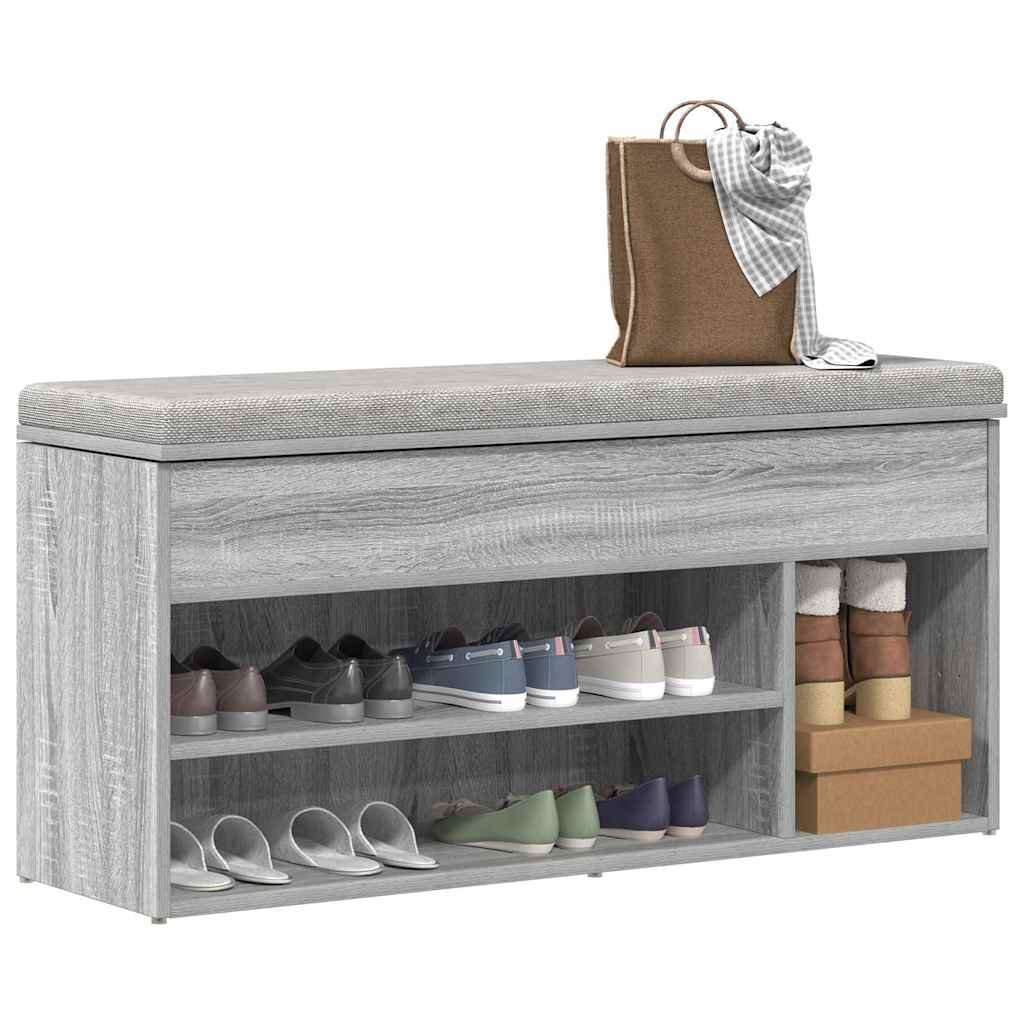 Walplus Engineered Wood Shoe Bench - Grey Sonoma - 102 x 30.5 x 45 cm - Image 1